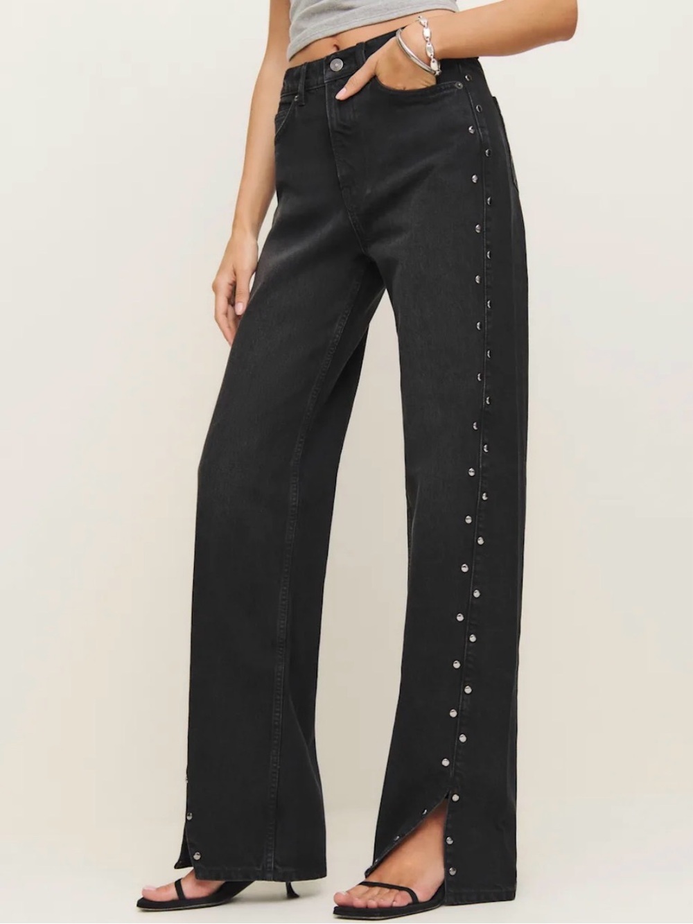 Reformation high-rise studded jeans - 26